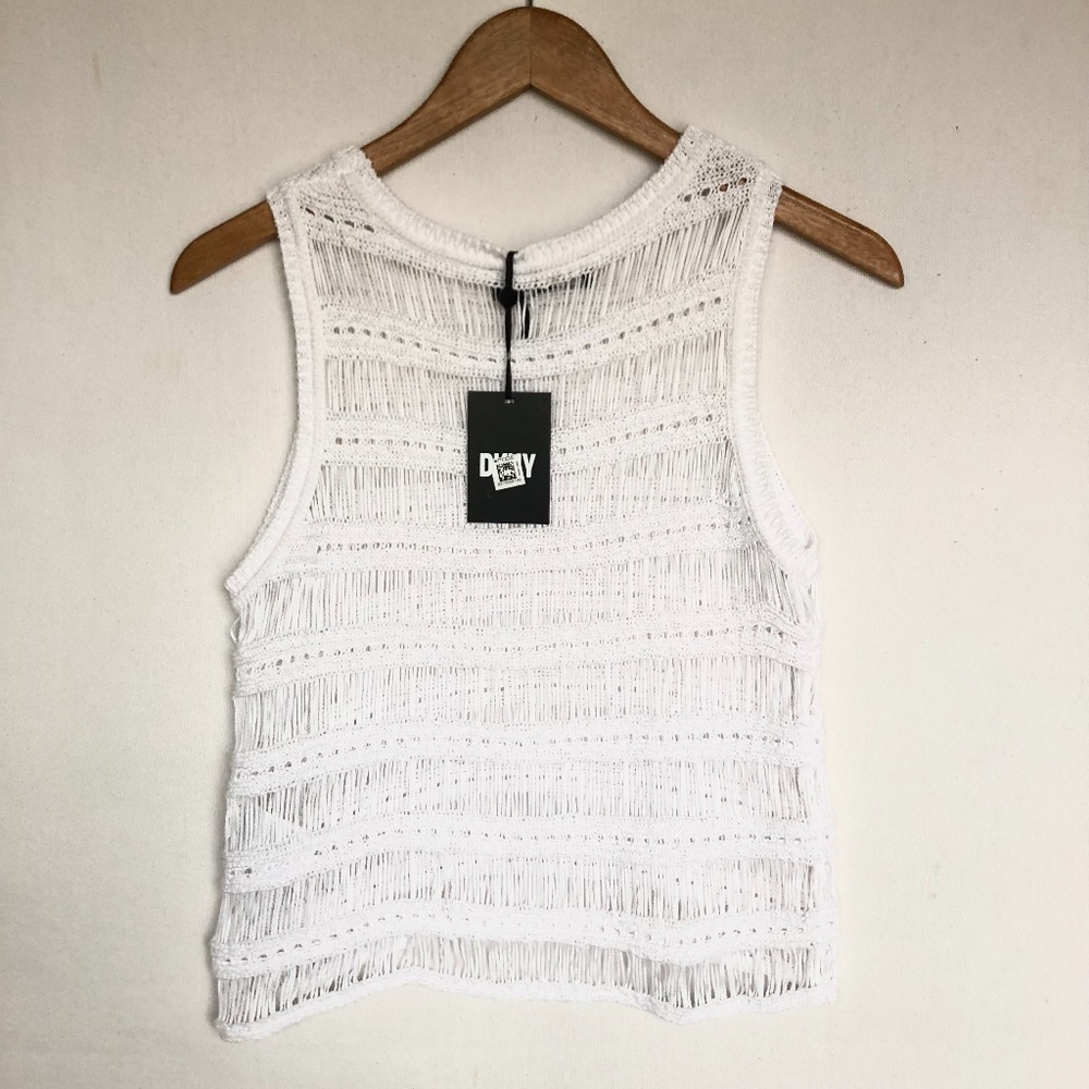 DKNY Top Size XS Sleeveless Open Air Stitching Travel Resort Bohemian